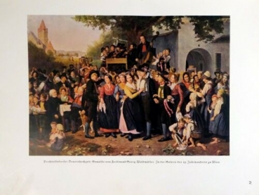 Alter Druck von 1941 - Perchtoldsdorfer Bauernhochzeit. Gemälde von Ferdinand Georg Waldmüller - alter Druck / Am Frohnleichnamsmorgen